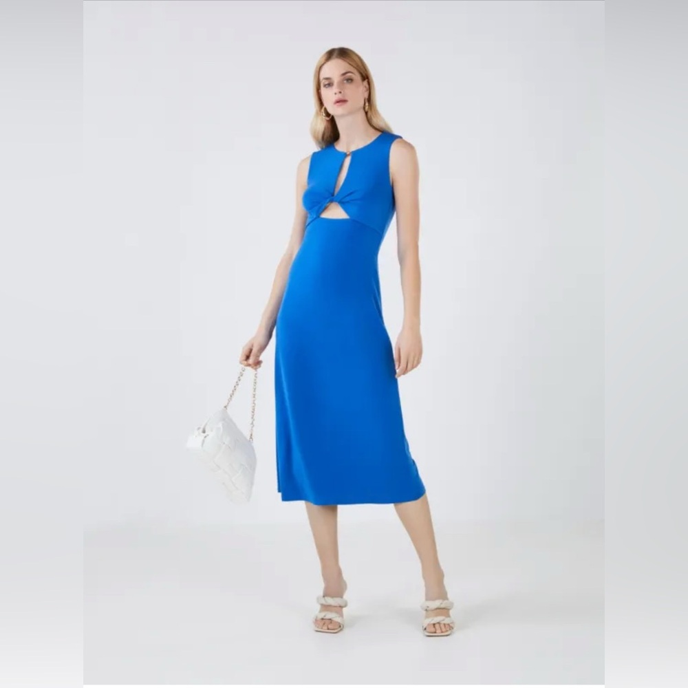 BCBGMaxAzria Vibrant Blue Cutout Midi Dress